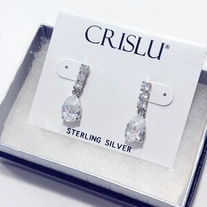 CRISLU EARRINGS BRIDAL WEDDING STUDS FOR PIERCED EARS DROP FAUX STONES STERL